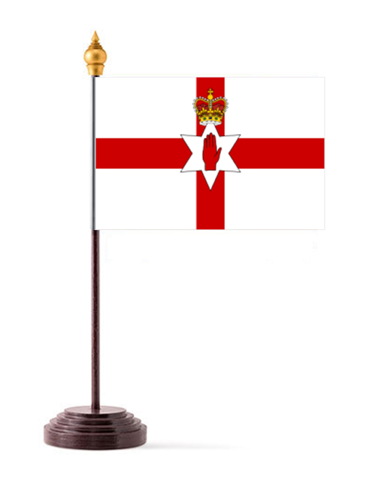 Northern Ireland Table Flag with Stick and Base