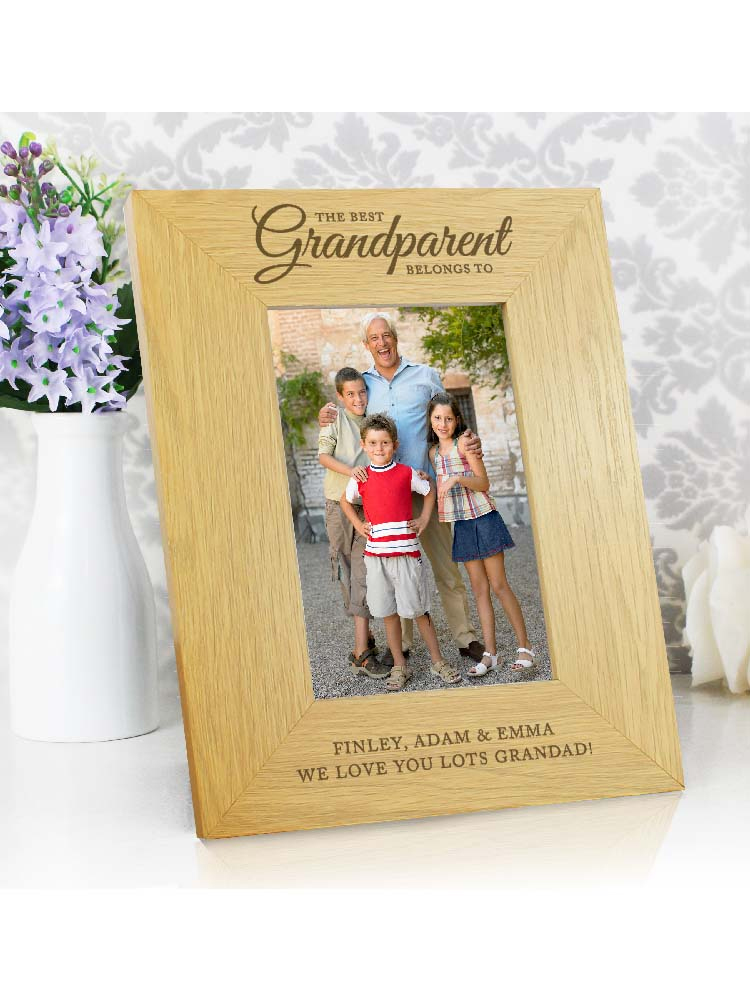 Personalised ""The Best Grandparent"" 6x4 Oak Finish Photo Frame