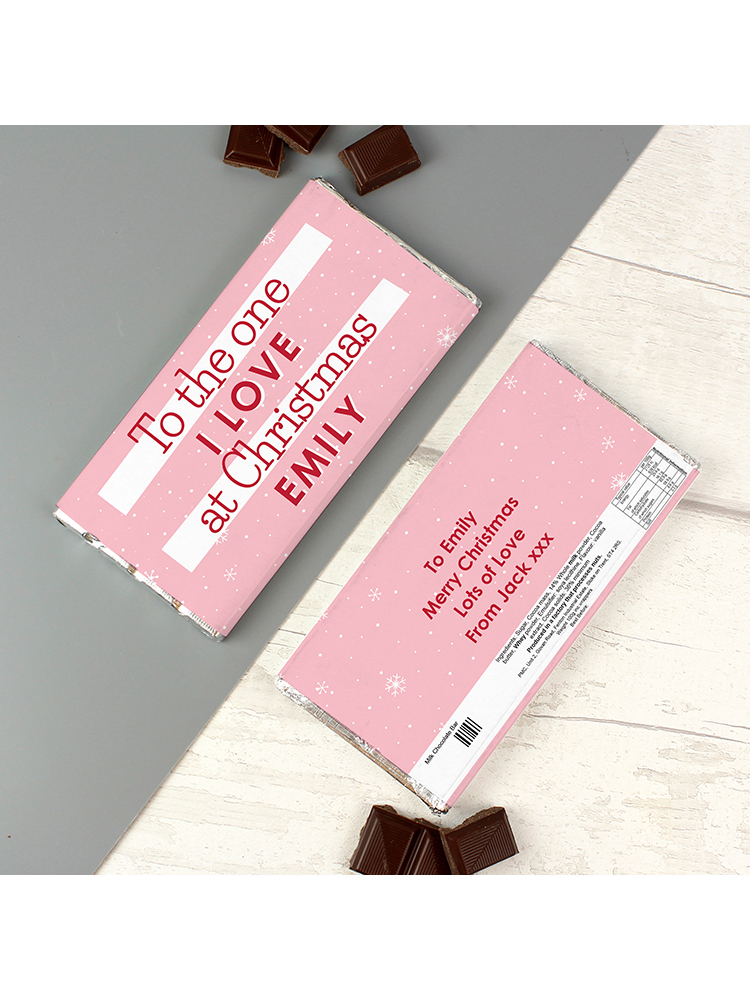 Personalised Pink Christmas Milk Chocolate Bar