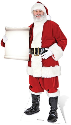 Santa with Small Sign - Cardboard Cutout