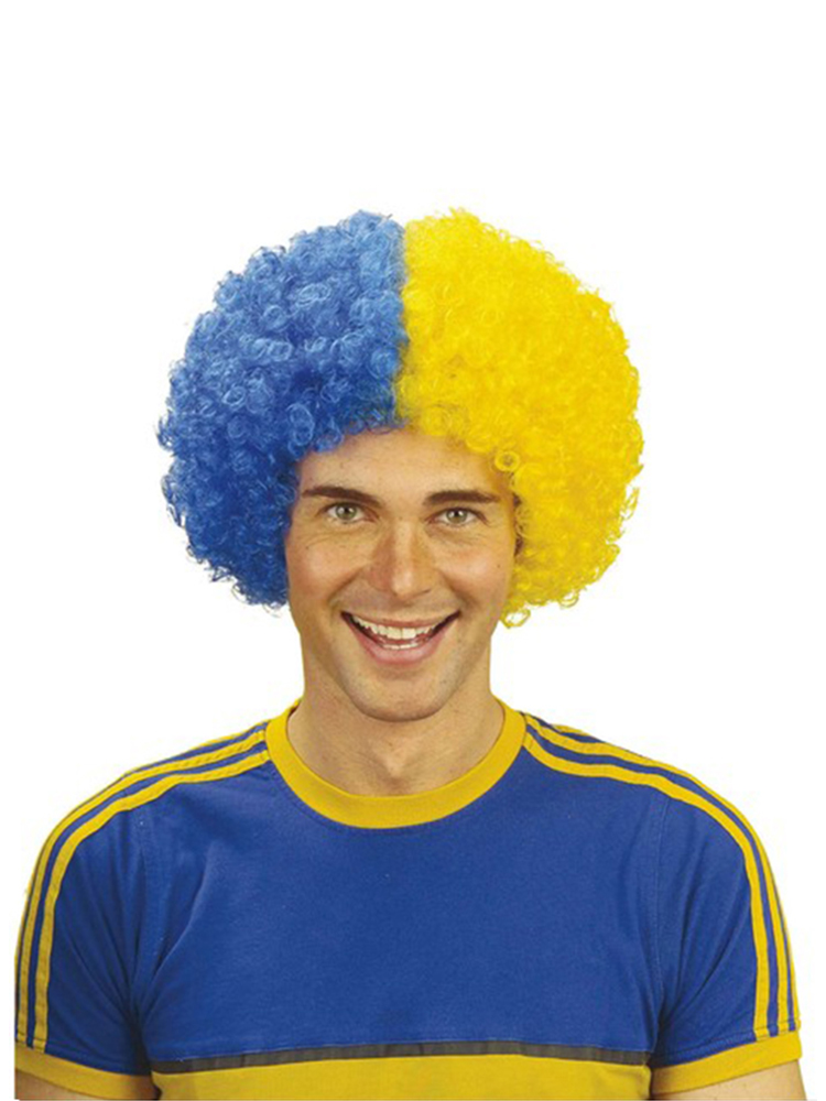 blue yellow wig