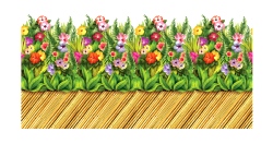 Tropical Flower And Bamboo Walkway Border
