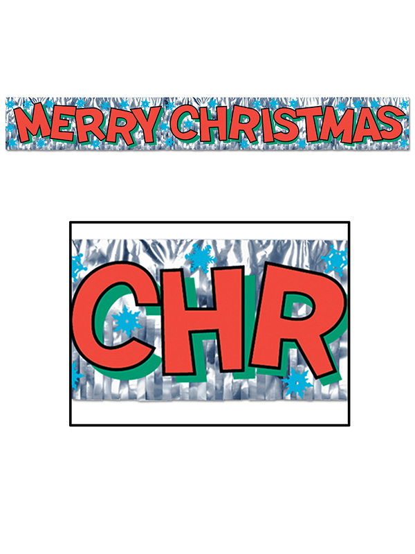 Metallic Merry Christmas Fringe Banner 8" x 5'