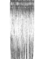 Foil Slashed Curtains Silver 