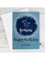 Personalised Gemini Zodiac Star Sign Card (May 21st - June 20th)