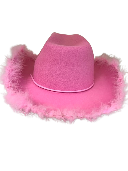 Pink Felt Cowboy Hat with Fur Trim