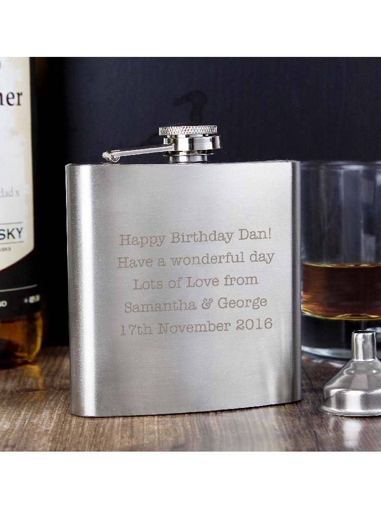 Personalised Any Message Stainless Steel Hip Flask