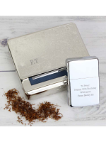 Personalised Tobacco Rolling Tin and Silver Lighter Set