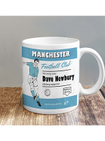 Personalised Vintage Football Sky Blue and White Supporters Mug