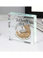 Personalised 1st Father's Day Daddy Bear Large Crystal Token