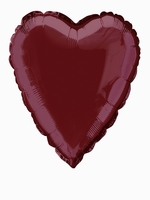 Foil Balloon Heart Solid Metallic Burgundy 