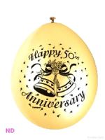 'HAPPY 50th ANNIVERSARY' 9" Latex Balloons Gold (10)