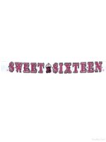 Sweet Sixteen Banner Glitter Fringe