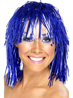 Cyber Tinsel Wigs Blue